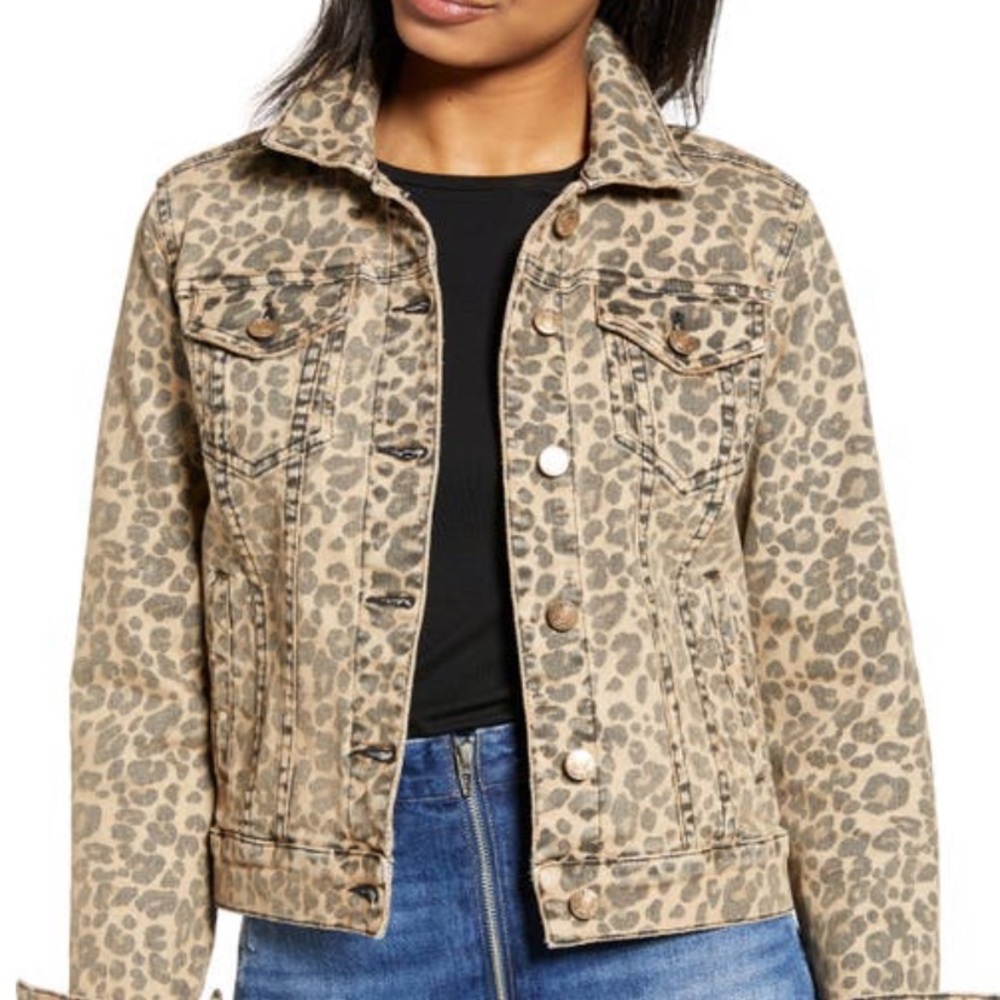 Leopard print denim jacket